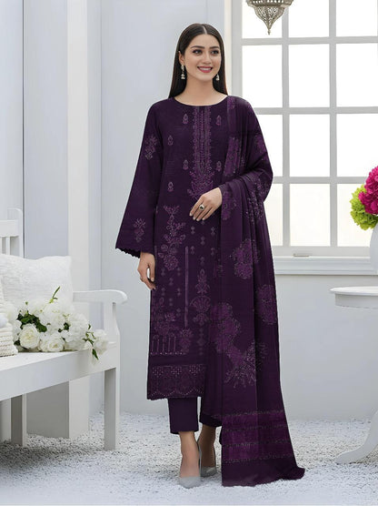 3 Pcs Women's Unstitched Plain Suit
