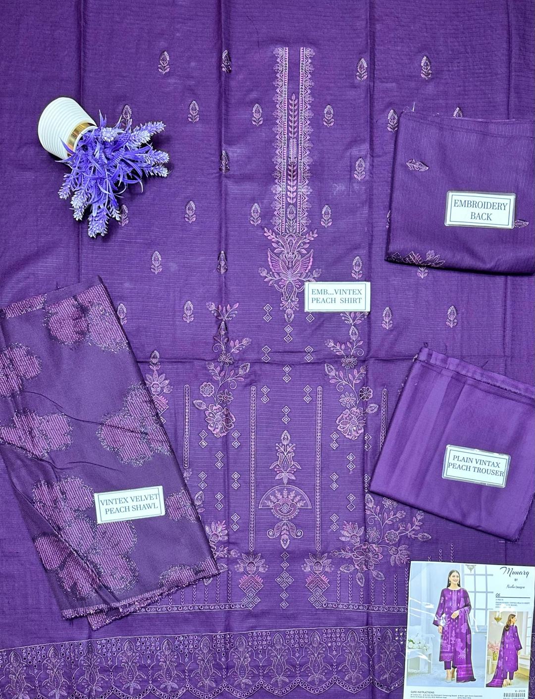 3 Pcs Women's Unstitched Plain Suit