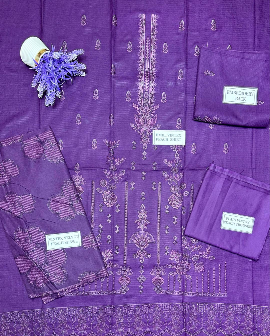 3 Pcs Women's Unstitched Plain Suit