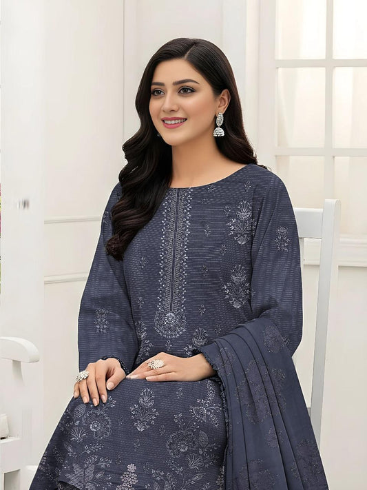 3 Pcs Women's Unstitched Plain Suit