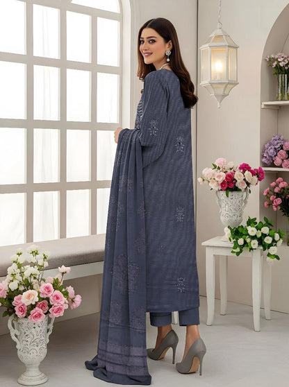 3 Pcs Women's Unstitched Plain Suit