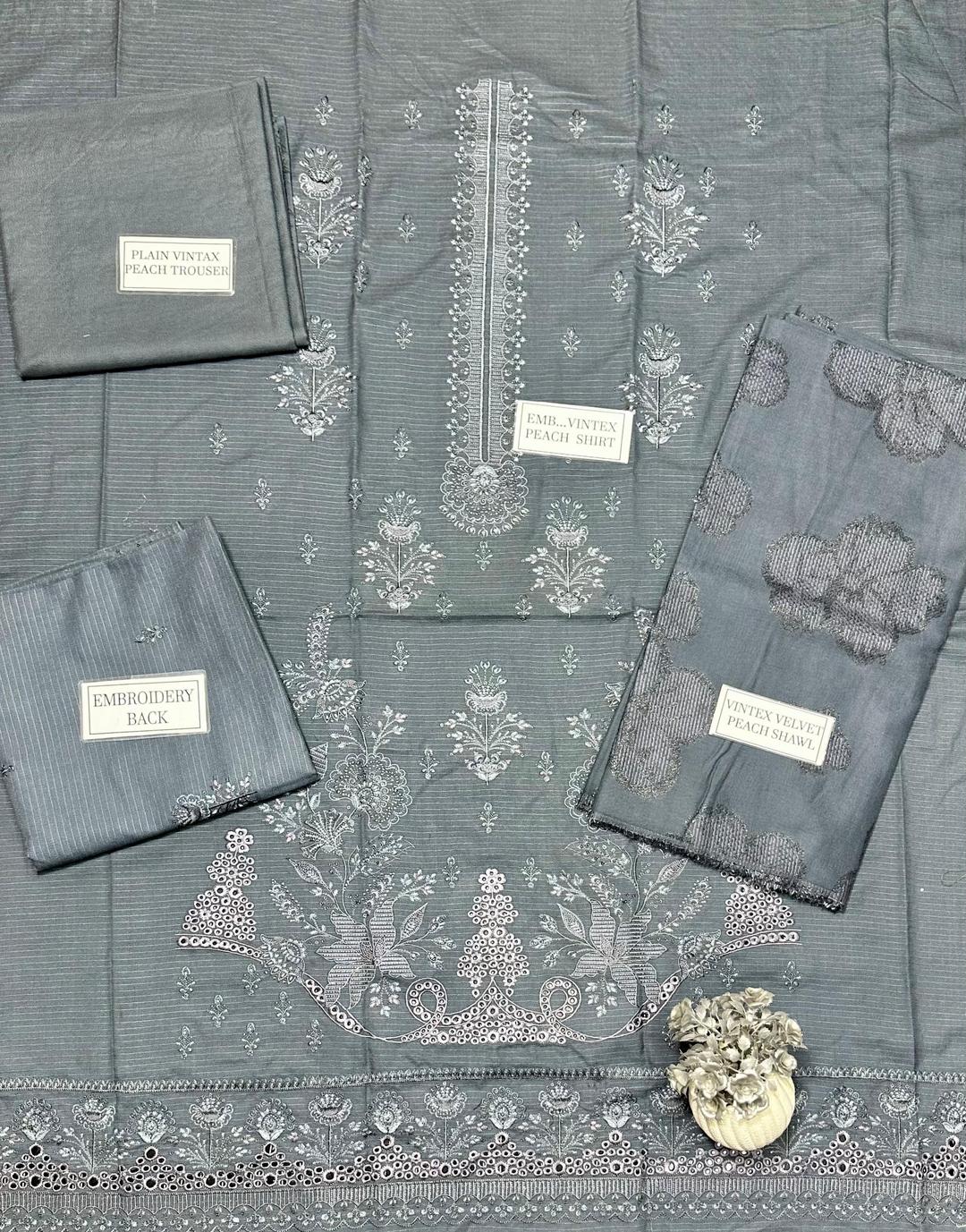 3 Pcs Women's Unstitched Plain Suit