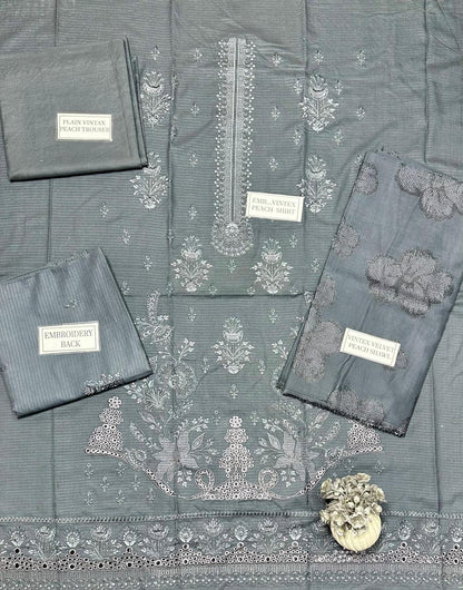 3 Pcs Women's Unstitched Plain Suit