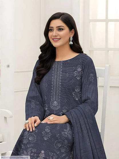 3 Pcs Women's Unstitched Plain Suit