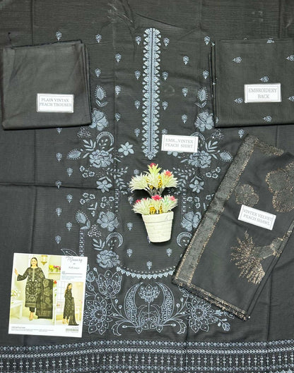 3 Pcs Women's Unstitched Plain Suit