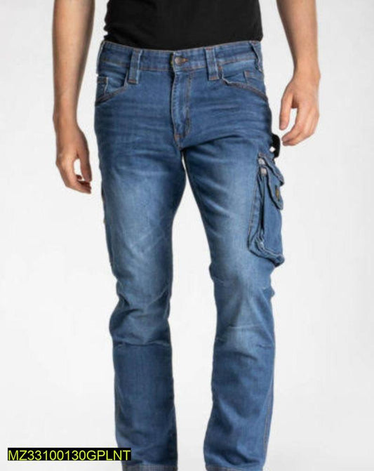 1 Pc Men's Stitched Denim Plain Pants