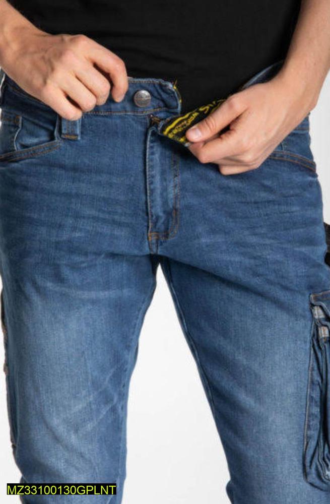 1 Pc Men's Stitched Denim Plain Pants