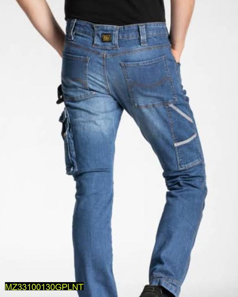 1 Pc Men's Stitched Denim Plain Pants