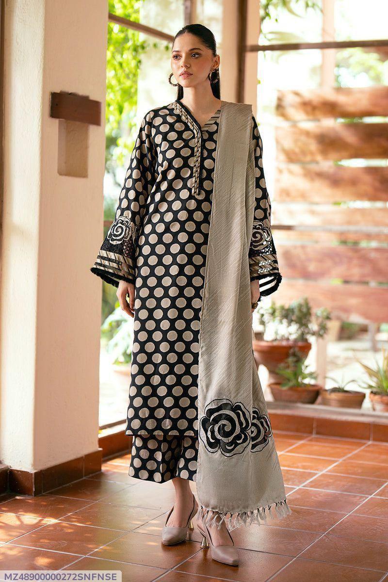 3 Pcs Women's Unstitched Digital Print Suit