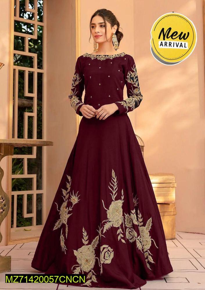 Women’s Stitched Shamoz Silk Embroidered Maxi
