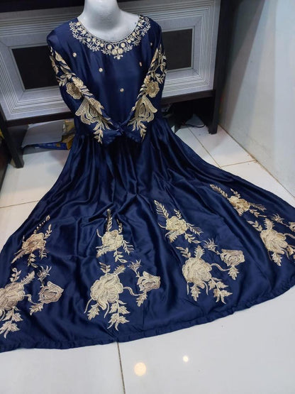Women’s Stitched Shamoz Silk Embroidered Maxi