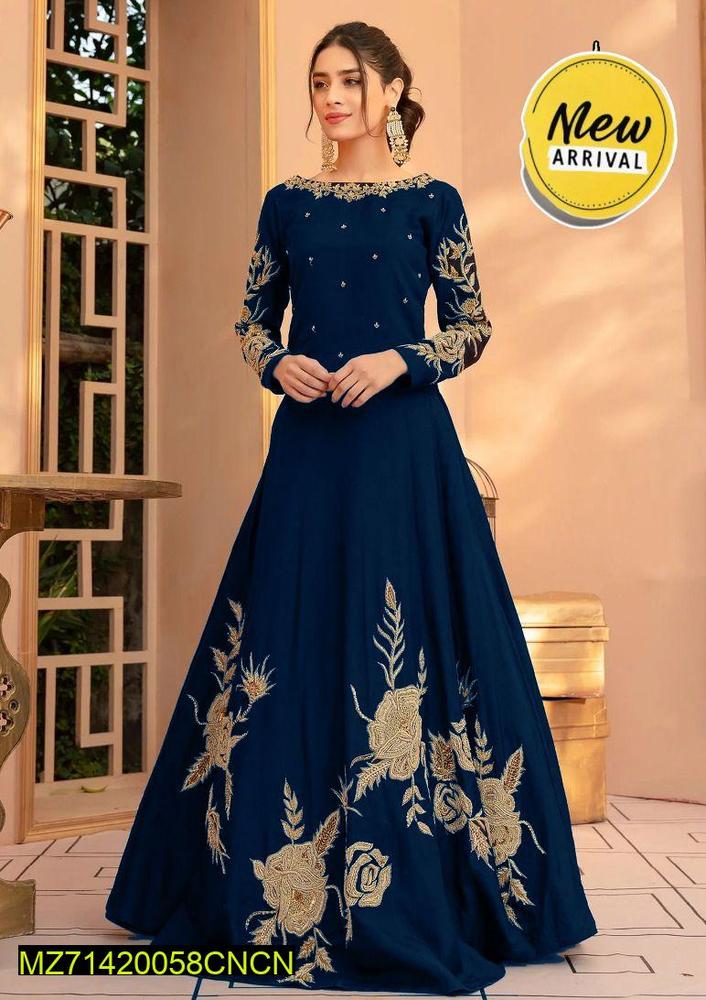 Women’s Stitched Shamoz Silk Embroidered Maxi