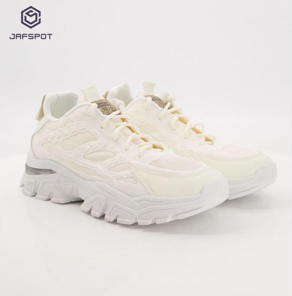 Men's Mesh And Pu Leather Sneakers, White